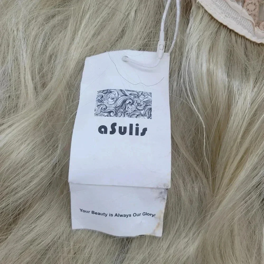 aSulis Natural Long Wavy Curly Wig Dark Roots Ombre Ash Blonde Wig Synthetic 28